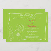 スイートカップルインザレイン婚約招待状 招待状 (正面/裏面)