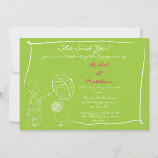 スイートカップルインザレイン婚約招待状 招待状