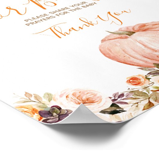 スイートカボチャ素朴フローラ祈りの言葉用ベビー ポスター (角)