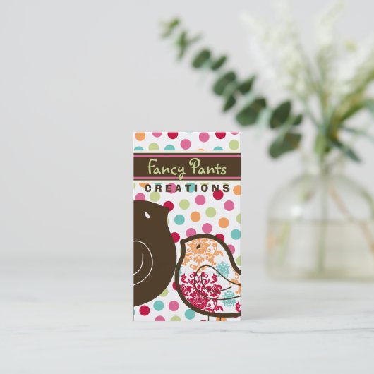 スイートカラフルダマスクひなのお洒落水玉模様 名刺 (スタンド正面)