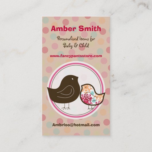 スイートカラフルダマスクひなのお洒落水玉模様 名刺 (裏面)