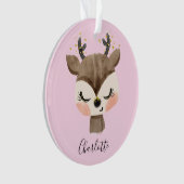 スイートカワイイ&パステルガーリー赤面ピンクベビートナカイ オーナメント (正面)
