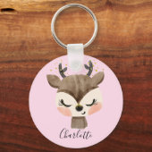 スイートカワイイ&パステルガーリー赤面ピンクベビートナカイ キーホルダー (正面)