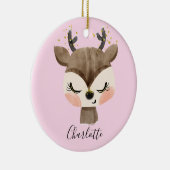 スイートカワイイ&パステルガーリー赤面ピンクベビートナカイ セラミックオーナメント (右)