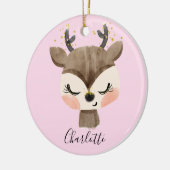 スイートカワイイ&パステルガーリー赤面ピンクベビートナカイ セラミックオーナメント (左)