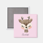 スイートカワイイ&パステルガーリー赤面ピンクベビートナカイ マグネット (正面/裏面)