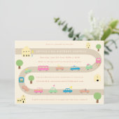 スイートカー図解入りの、写真付きの誕生日パレード 招待状 (スタンド正面)