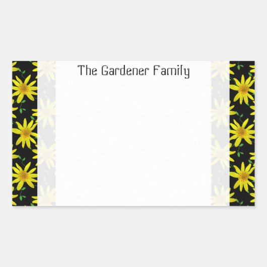 スイートガーデンイエローアルニカワイルドフラワーオン任意の色 長方形シール (正面)