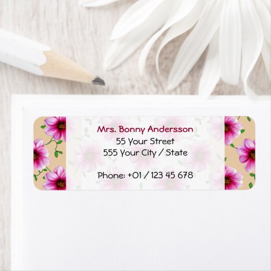 スイートガーデンピンクダリアフラワーオン任意の色 ラベル (インサイチュ)