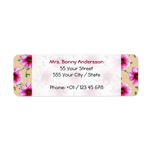 スイートガーデンピンクダリアフラワーオン任意の色 ラベル (正面)