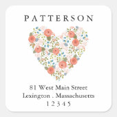 スイートガーデンフローラハート差出人住所ラベル スクエアシール (正面)