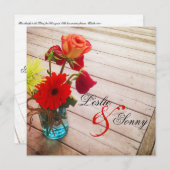 スイートガーベラデイジー&バラ結婚式招待状 招待状 (正面/裏面)