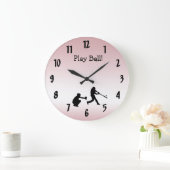 スイートガーリーピン遊クボール野球のスポーツクロック ラージ壁時計 (ホーム)