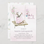 スイートガールアナグマオンスイングベビーシャワー招待状 招待状 (正面/裏面)