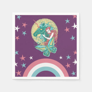 スイートガールアンドユニコーンスケッチ スタンダードカクテルナプキン