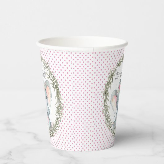 スイートガールエレファントベビーシャワー紙カップ 紙コップ (右)