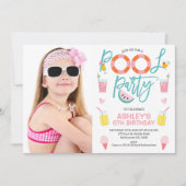 スイートガールズフォトサマープールパーティー誕生日 招待状 (正面)