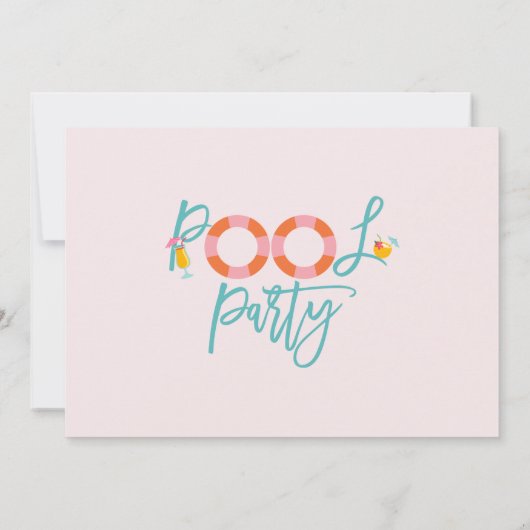 スイートガールズフォトサマープールパーティー誕生日 招待状 (裏面)