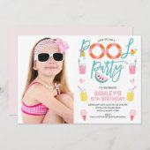 スイートガールズフォトサマープールパーティー誕生日 招待状 (正面/裏面)