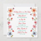 スイートガールズベビーシャワーピンクフローラ 招待状 (裏面)