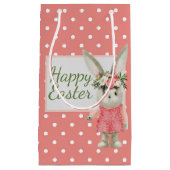 スイートガールバニーイースターピンク スモールペーパーバッグ (正面)