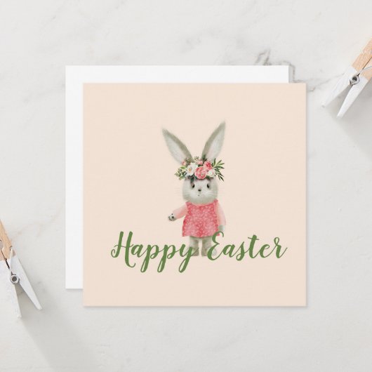 スイートガールバニーイースターフラット カード (正面/裏面インサイチュ)