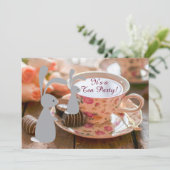 スイートガールバニーティーパーティーベビーシャワー招待状 招待状 (スタンド正面)