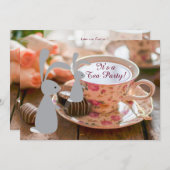 スイートガールバニーティーパーティーベビーシャワー招待状 招待状 (正面/裏面)