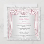 スイートガールベビーシャワーピンクサテンブルネットベビー 招待状 (裏面)