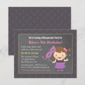 スイートガール・マスカレード・バースデーパーティー招待状 招待状 (正面/裏面)