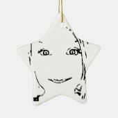 スイートガール、白黒ポートレート、明るい目 セラミックオーナメント (右)