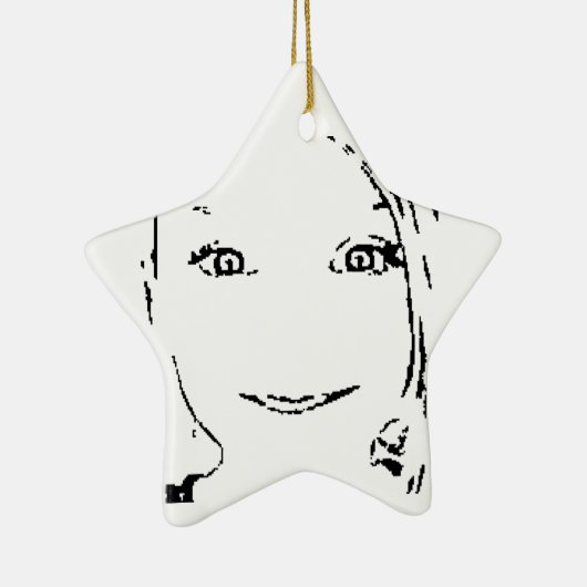 スイートガール、白黒ポートレート、明るい目 セラミックオーナメント (右)