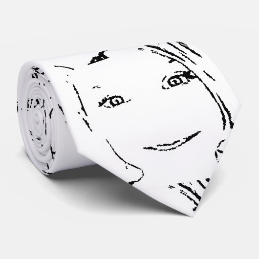 スイートガール、白黒ポートレート、明るい目 ネクタイ (ロール)