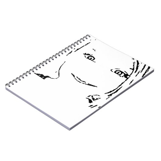 スイートガール、白黒ポートレート、明るい目 ノートブック (左側)