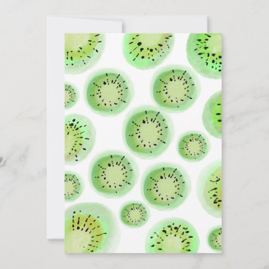 スイートキウイフルーツ誕生日水彩ピンク任意の年齢 招待状 (裏面)