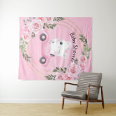 スイートキッテン ヴィンテージカー ピンク ベビーシャワー 背景 タペストリー (インサイチュ(横))
