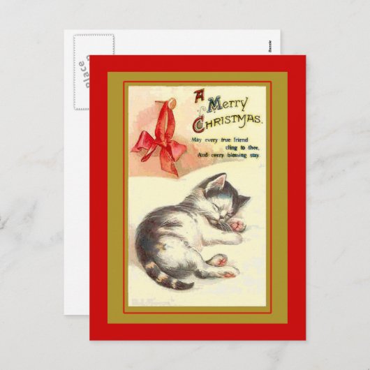 スイートキットンヴィンテージクリスマスカード シーズンポストカード (正面/裏面)