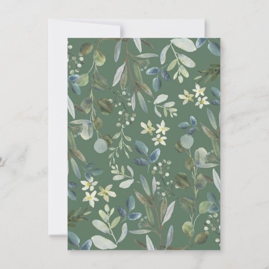 スイートキツネグリーンリーフォレストベビーシャワー誕生日 サンキューカード (裏面)