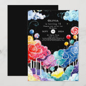 スイートキャお洒落ンドランド誕生日 招待状 (正面/裏面)