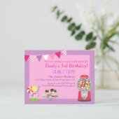 スイートキャンディテーマ誕生日ガールパーティの招待状 招待状 (スタンド正面)