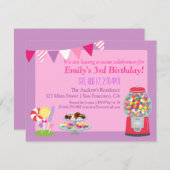 スイートキャンディテーマ誕生日ガールパーティの招待状 招待状 (正面/裏面)