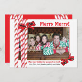 スイートキャンディーケインクリスマスフォトカード シーズンカード (正面/裏面)