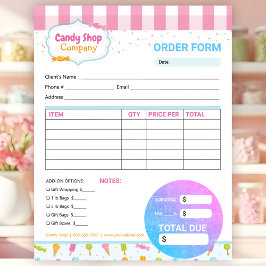 スイートキャンディーショップとアイスクリーム注文インボイス型枠 ノートパッド