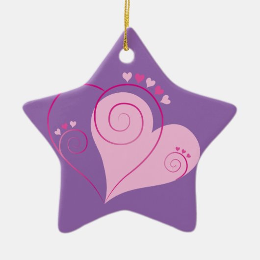 スイートキュートハッピーバレンタインラブハートソフトピンク セラミックオーナメント (正面)