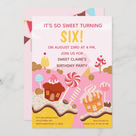 スイートキューパッケスバースデーパーティー 招待状 (正面/裏面)