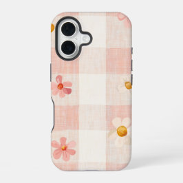 スイートギンガムの花 – カントリーライフスタイルスマホケース iPhone 16ケース