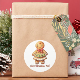 スイートクリスマスガールジンジャーブレッド ラウンドシール