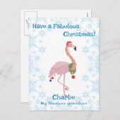 スイートクリスマスフラミンゴホリデーポストカード シーズンポストカード (正面/裏面)