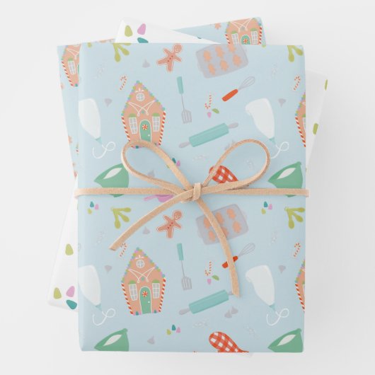 スイートクリスマスホリデーベーキングとジンジャーパン ラッピングペーパーシート (インサイチュ)