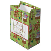 スイートクリスマスラクーンとリス&スノーフレーク ミディアムペーパーバッグ (正面アングル)